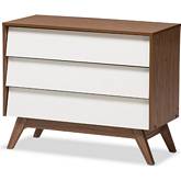 Hildon 3 Drawer Storage Chest in White & Walnut Finish Wood